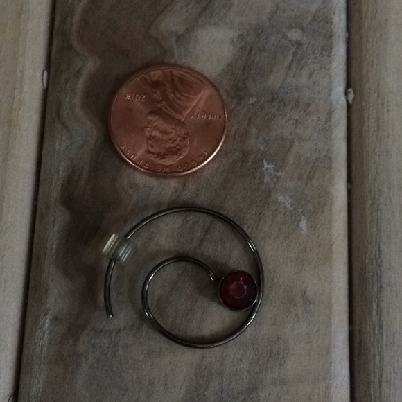 Platinum & Red Gem Swirl Earrings - Picture 2 of 5